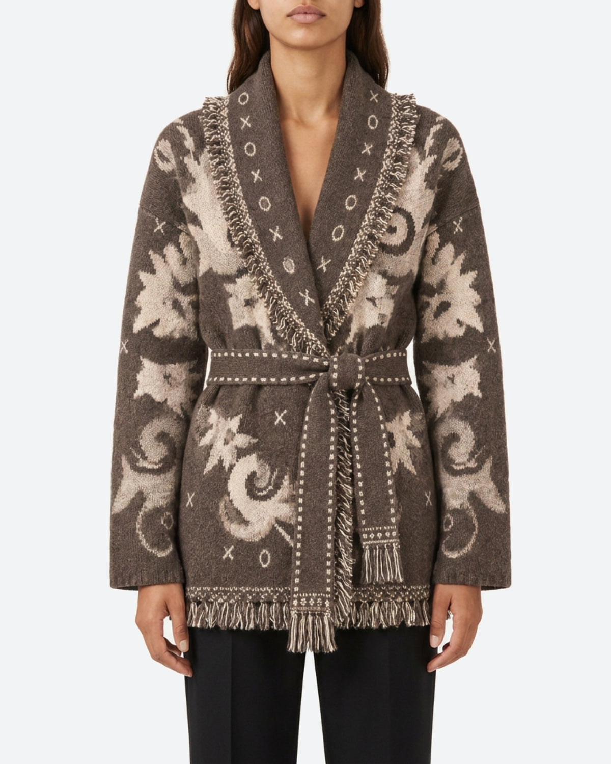 MOONDUST KIEL FRILL CARDIGAN KNITWEAR 129 CHOCOLATE