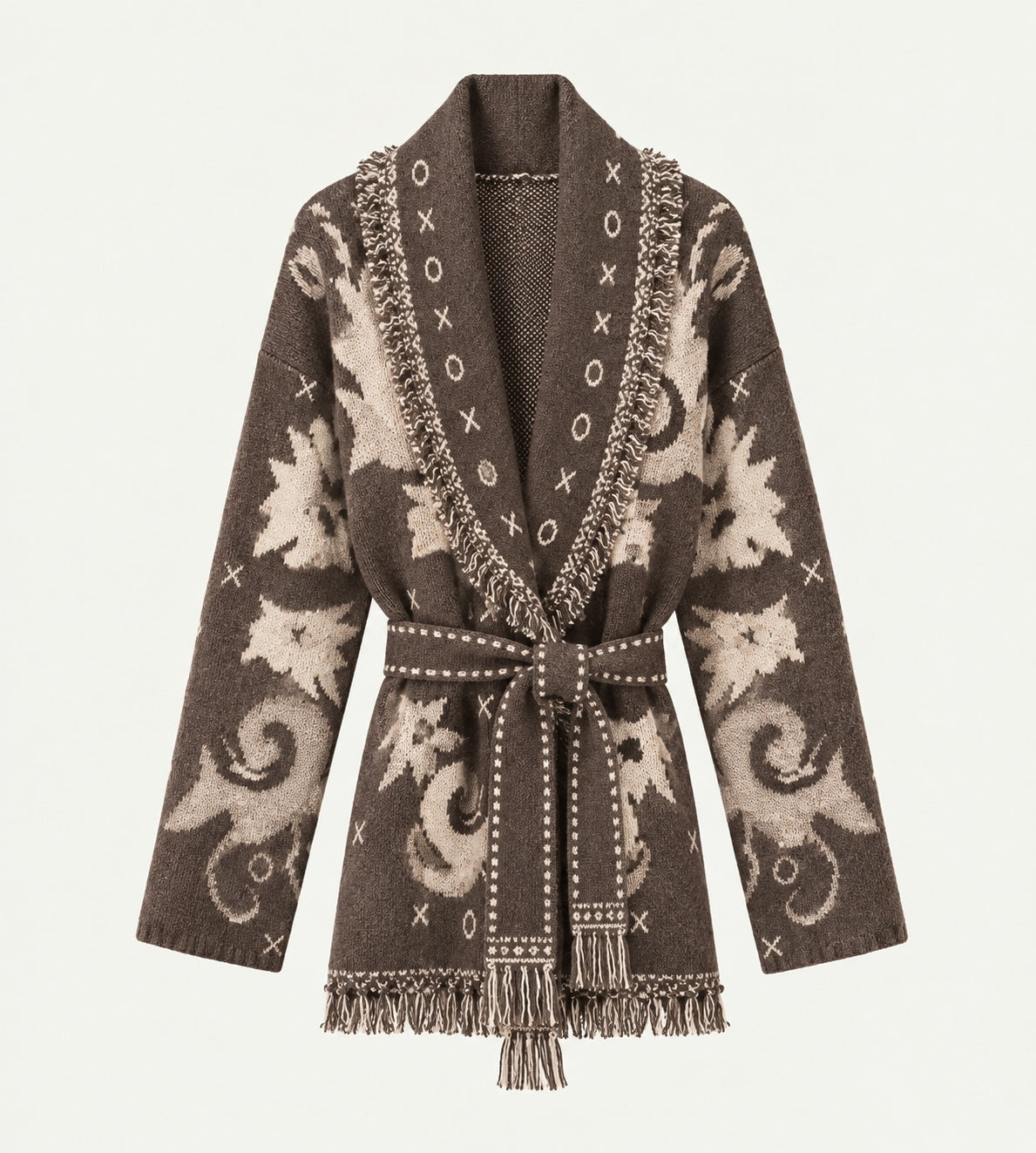 MOONDUST KIEL FRILL CARDIGAN KNITWEAR 129 CHOCOLATE