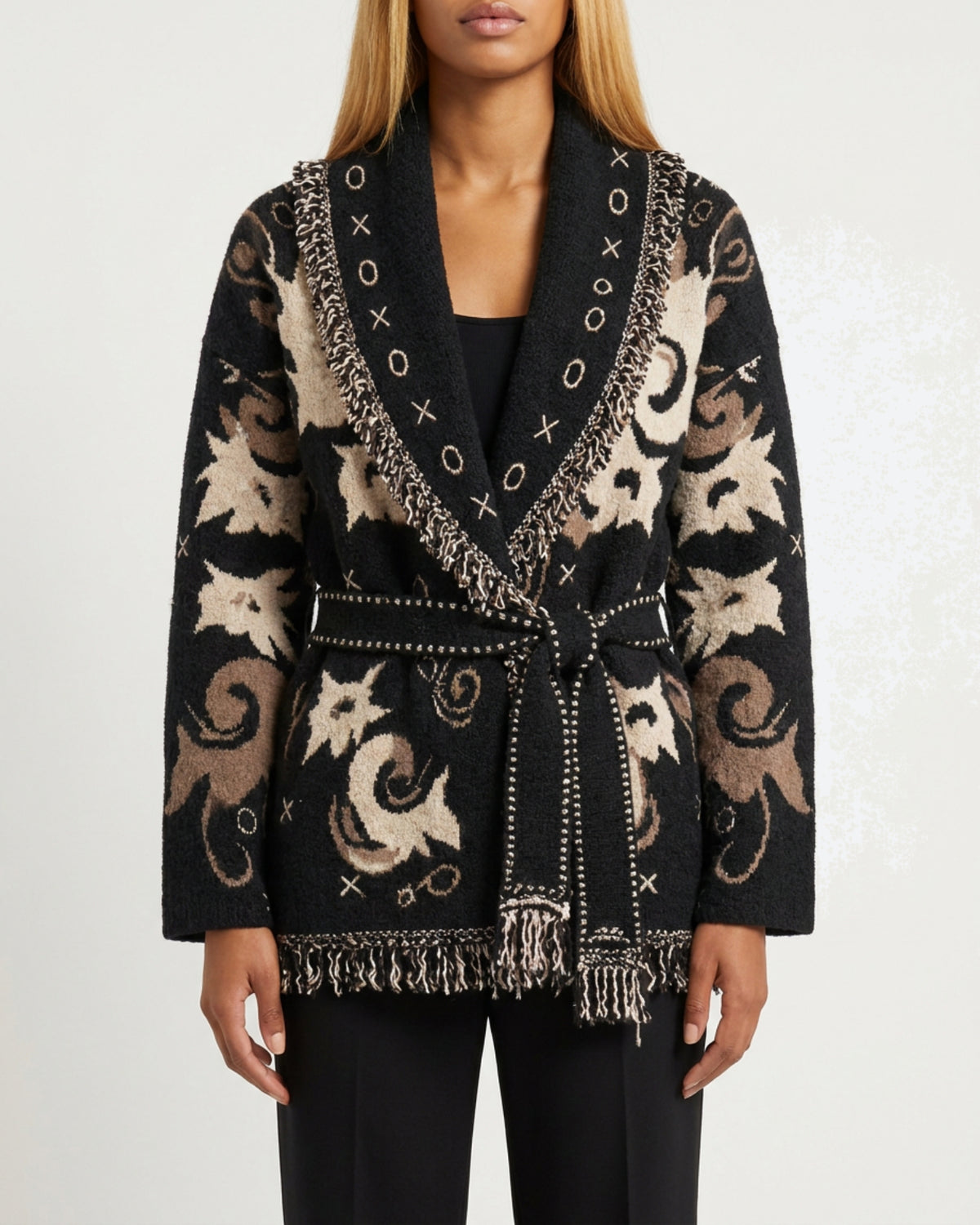 MOONDUST KIEL FRILL CARDIGAN KNITWEAR 80 BLACK