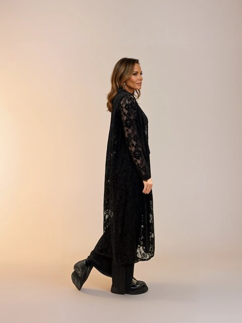 M JEANS LACE LONG CARDIGAN DRESS/JUMPSUIT 80 BLACK