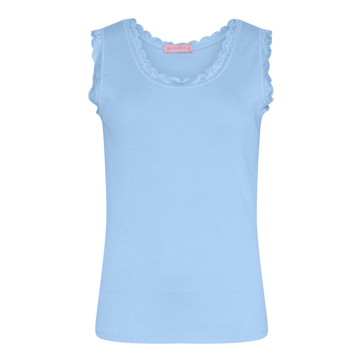 M JEANS LACE RIB TOP TOP/T-SHIRT 107 SOFT BLUE