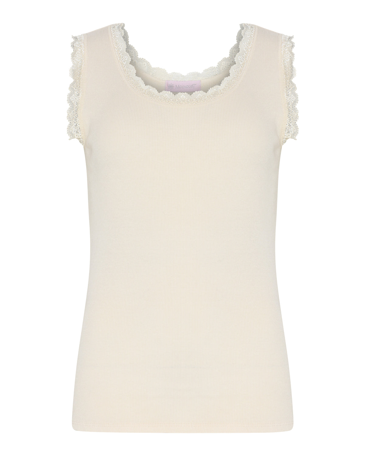 M JEANS LACE RIB TOP TOP/T-SHIRT 20 OFF WHITE