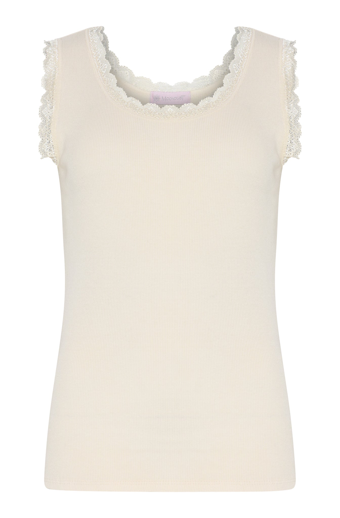 M JEANS LACE RIB TOP TOP/T-SHIRT 20 OFF WHITE