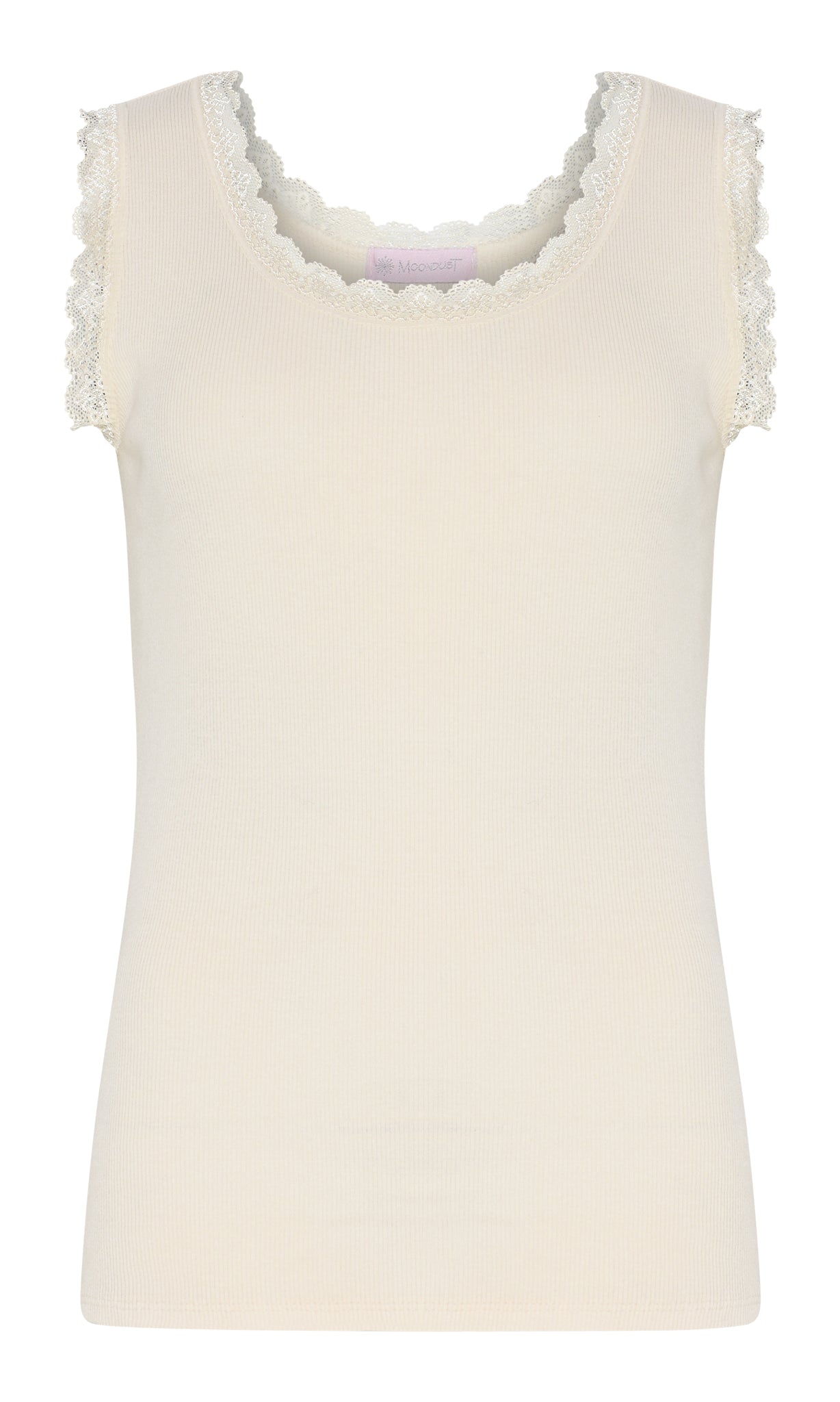 M JEANS LACE RIB TOP TOP/T-SHIRT 20 OFF WHITE