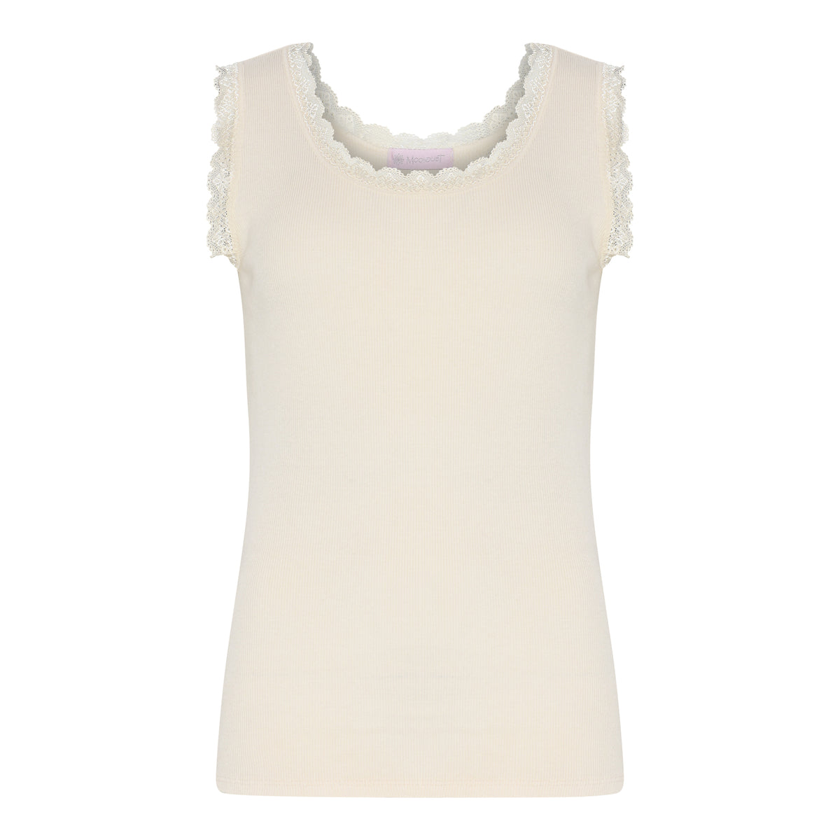 M JEANS LACE RIB TOP TOP/T-SHIRT 20 OFF WHITE