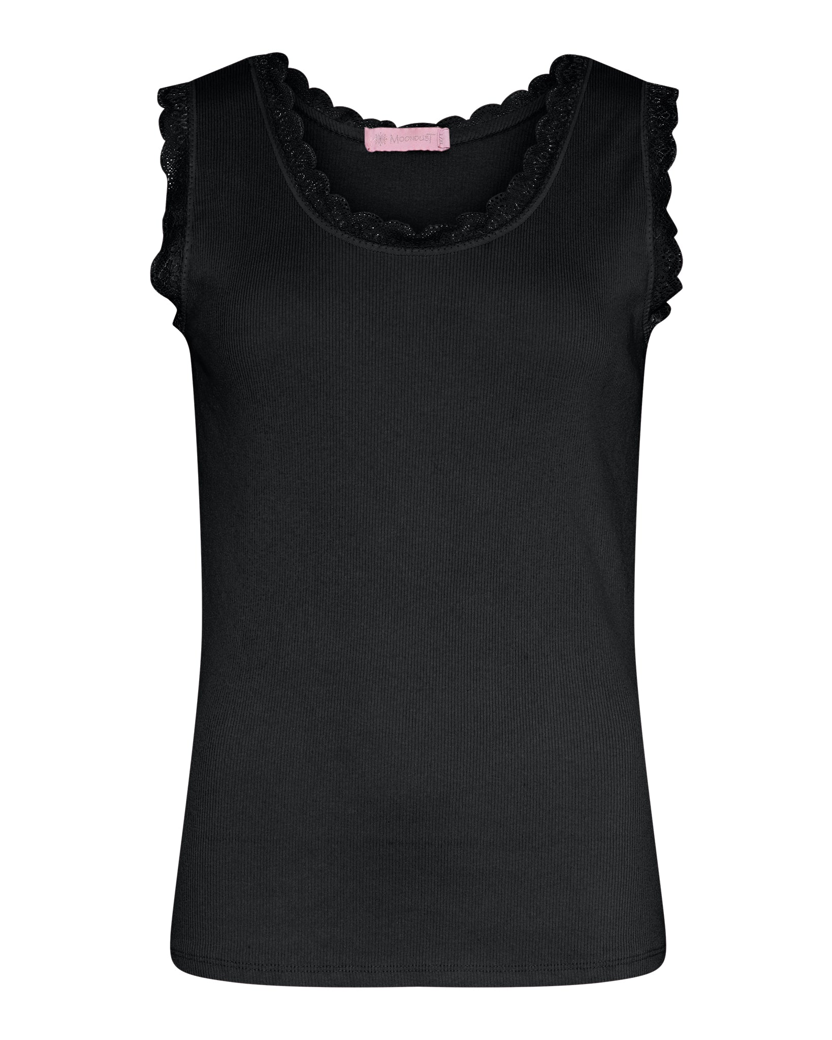M JEANS LACE RIB TOP TOP/T-SHIRT 80 BLACK