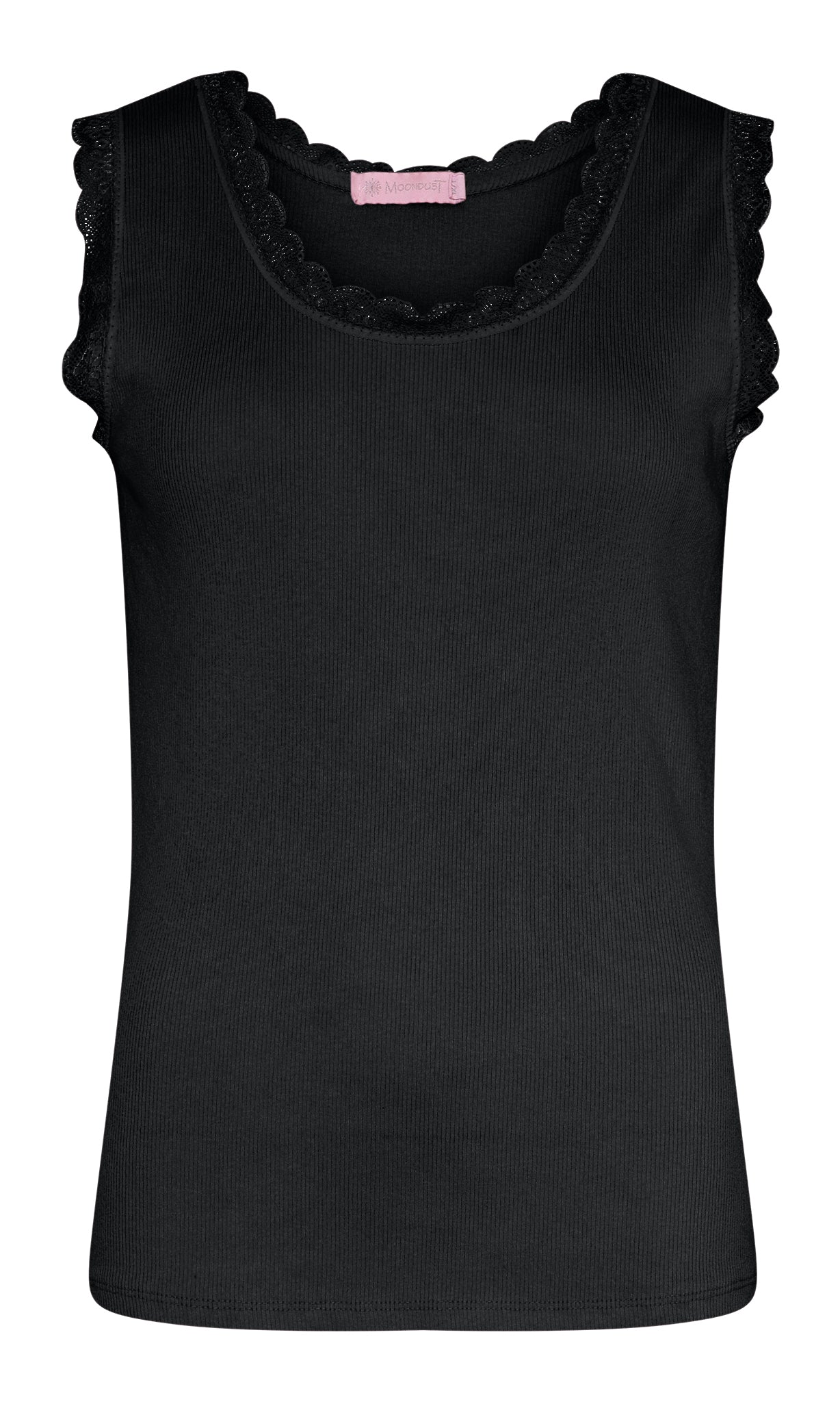 M JEANS LACE RIB TOP TOP/T-SHIRT 80 BLACK