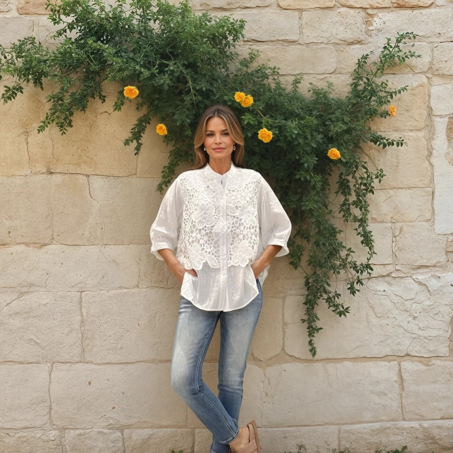 MARC LAUGE LACE SHIRT BLOUSE/SHIRT 10 WHITE