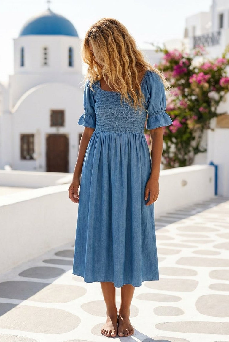 MAPP LONG SMOKE PUF DRESS TENCEL DRESS/JUMPSUIT 939699 CLASSIC BLUE USED