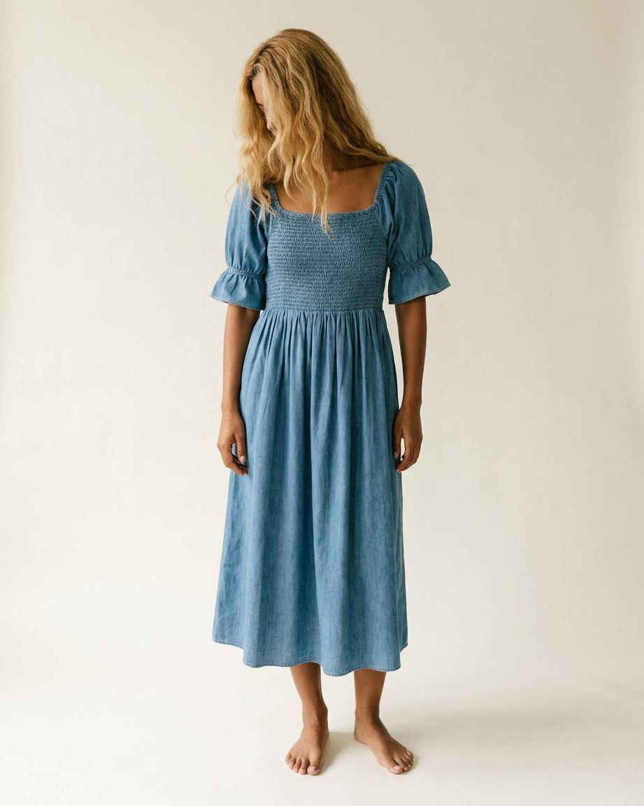MAPP LONG SMOKE PUF DRESS TENCEL DRESS/JUMPSUIT