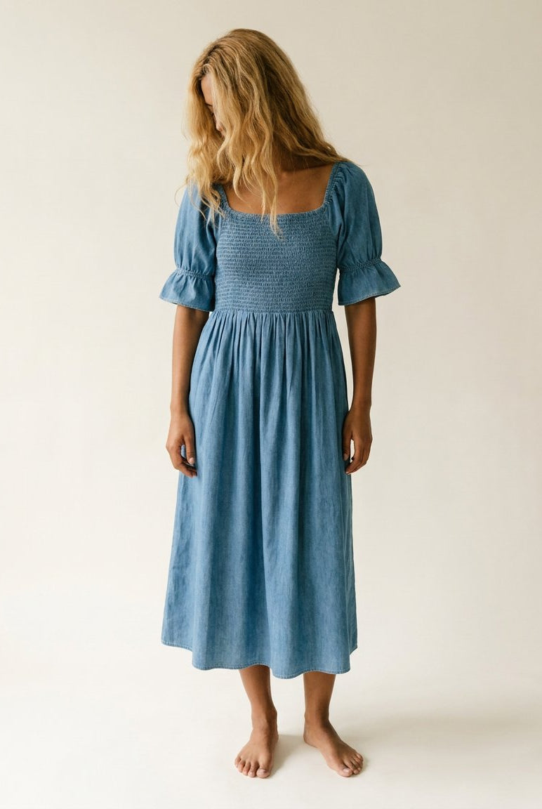 MAPP LONG SMOKE PUF DRESS TENCEL DRESS/JUMPSUIT