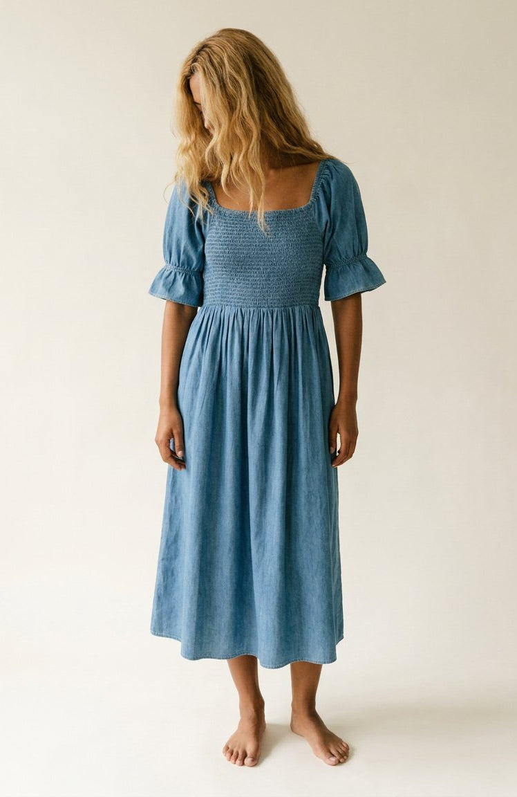 MAPP LONG SMOKE PUF DRESS TENCEL DRESS/JUMPSUIT