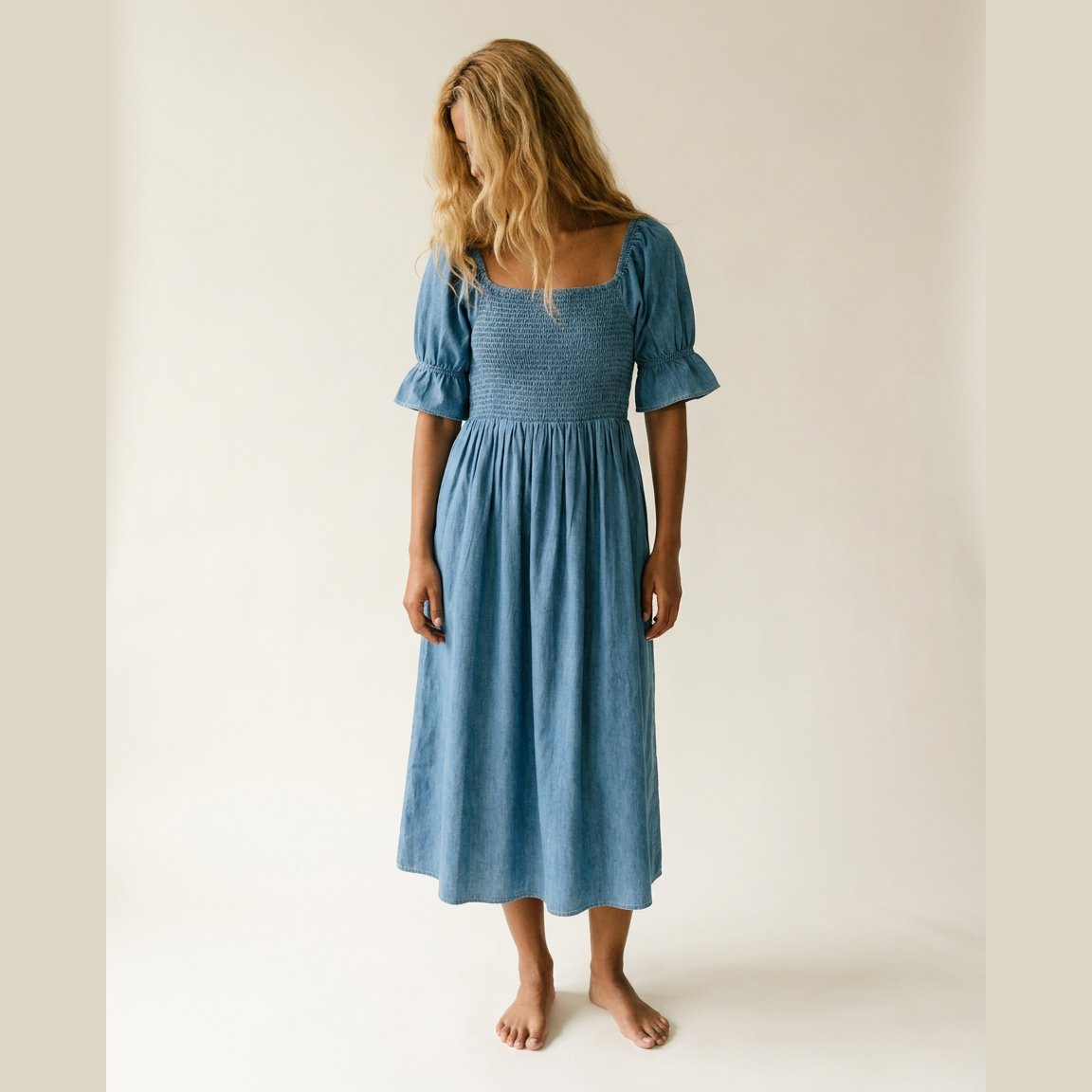 MAPP LONG SMOKE PUF DRESS TENCEL DRESS/JUMPSUIT