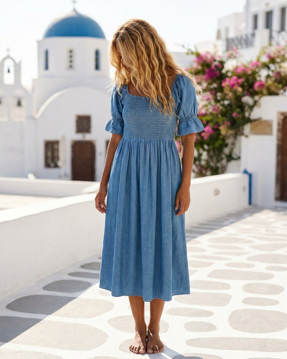 MAPP LONG SMOKE PUF DRESS TENCEL DRESS/JUMPSUIT 939699 CLASSIC BLUE USED