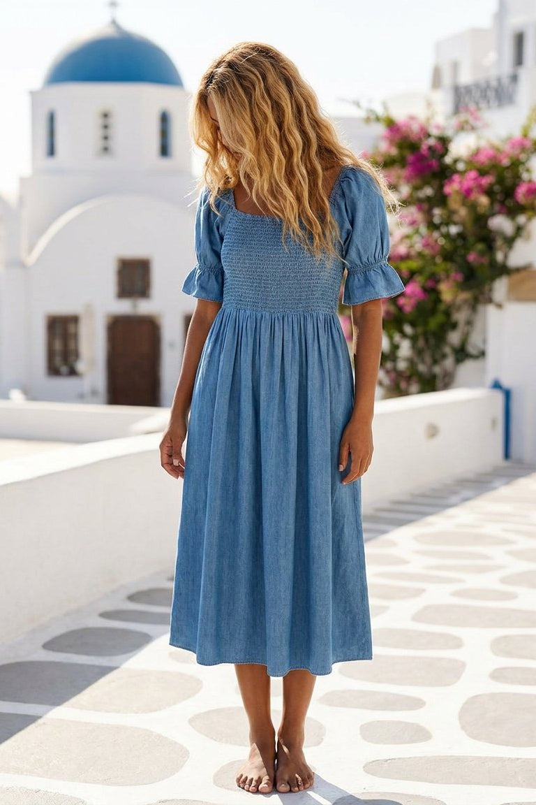 MAPP LONG SMOKE PUF DRESS TENCEL DRESS/JUMPSUIT 939699 CLASSIC BLUE USED