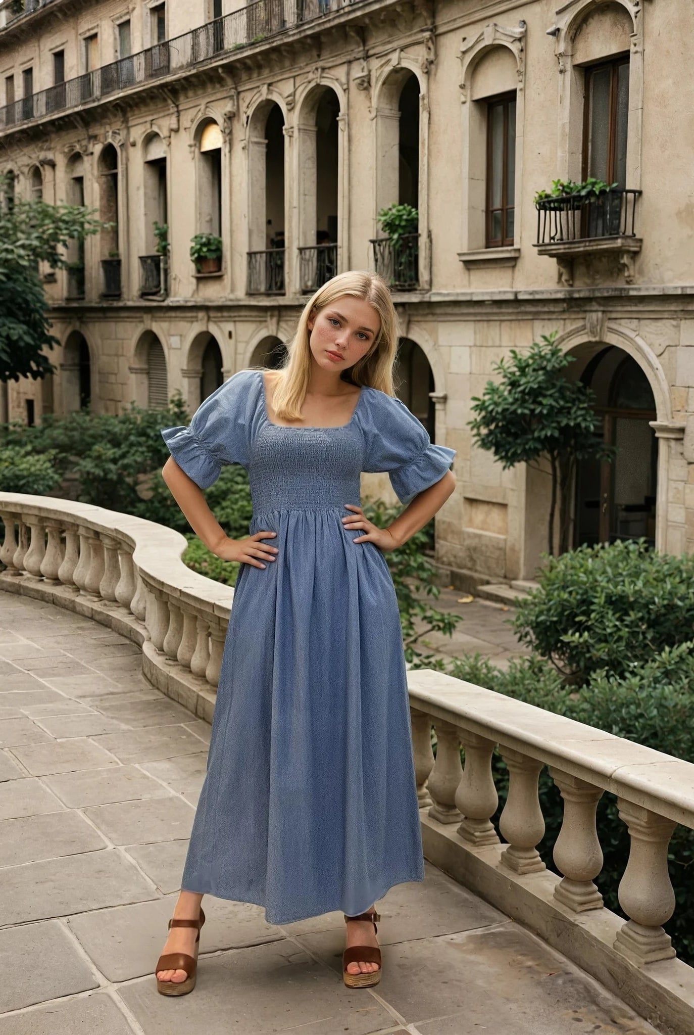 MAPP LONG SMOKE PUF DRESS TENCEL DRESS/JUMPSUIT 939699 CLASSIC BLUE USED