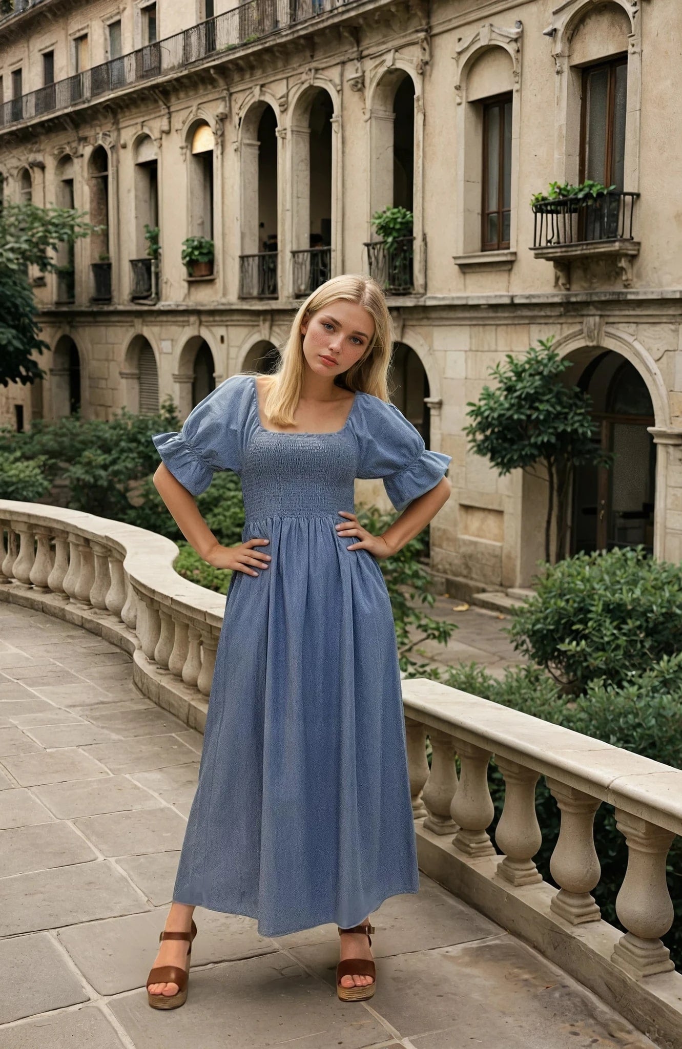 MAPP LONG SMOKE PUF DRESS TENCEL DRESS/JUMPSUIT 939699 CLASSIC BLUE USED