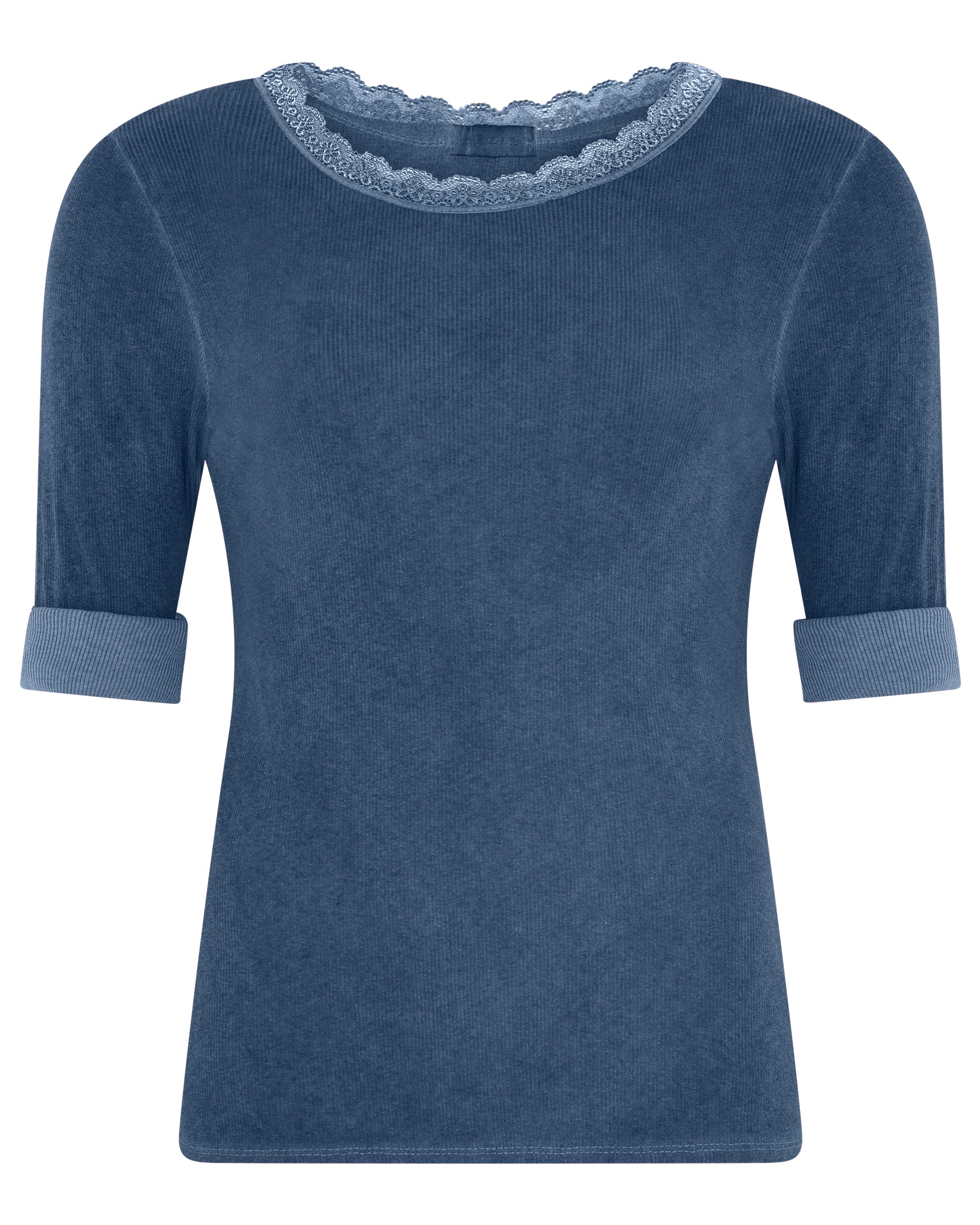 M JEANS LULU RIB LACE BLOUSE L/SL BLOUSE/SHIRT 108 JEANS BLUE