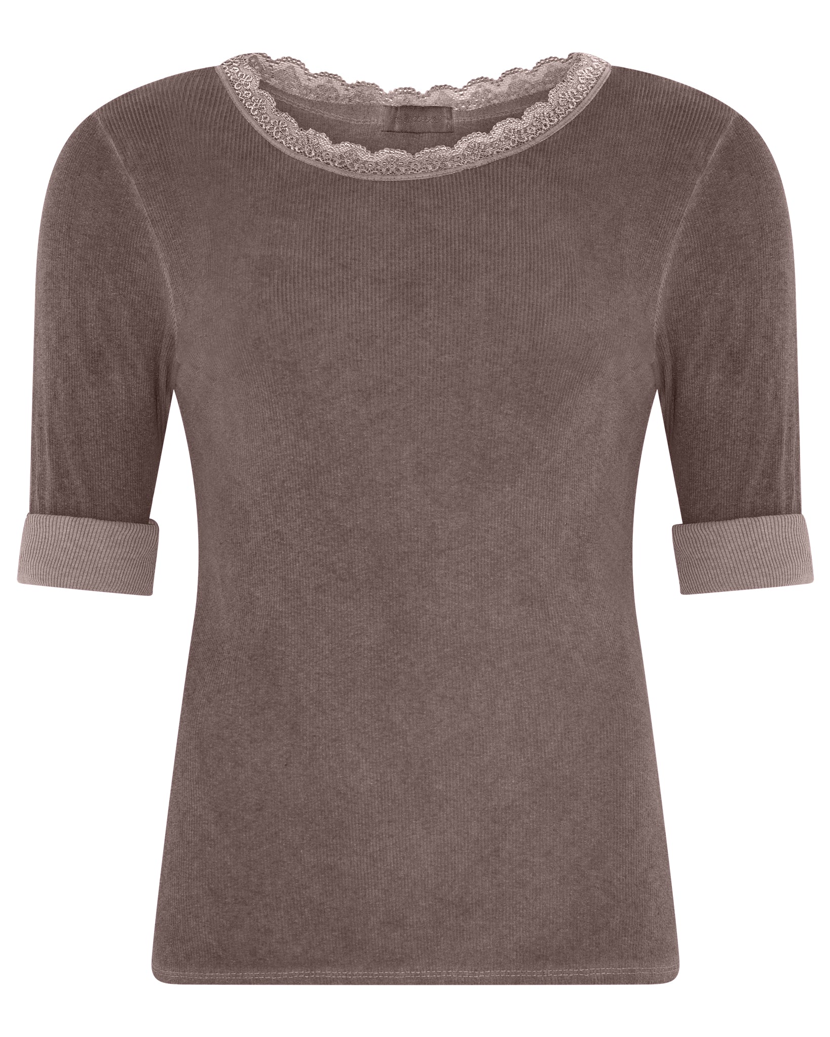 M JEANS LULU RIB LACE BLOUSE L/SL BLOUSE/SHIRT 129 CHOCOLATE