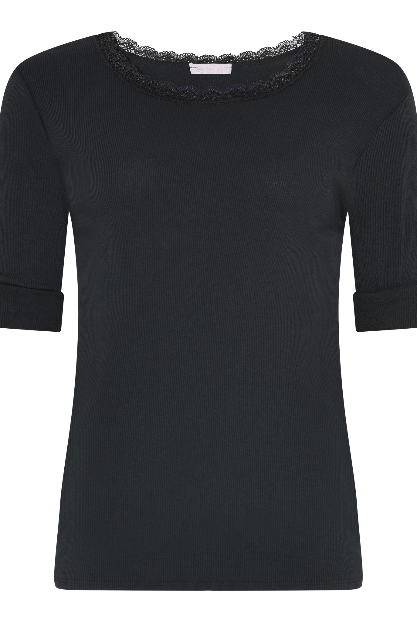 M JEANS LULU RIB LACE BLOUSE L/SL BLOUSE/SHIRT 80 BLACK