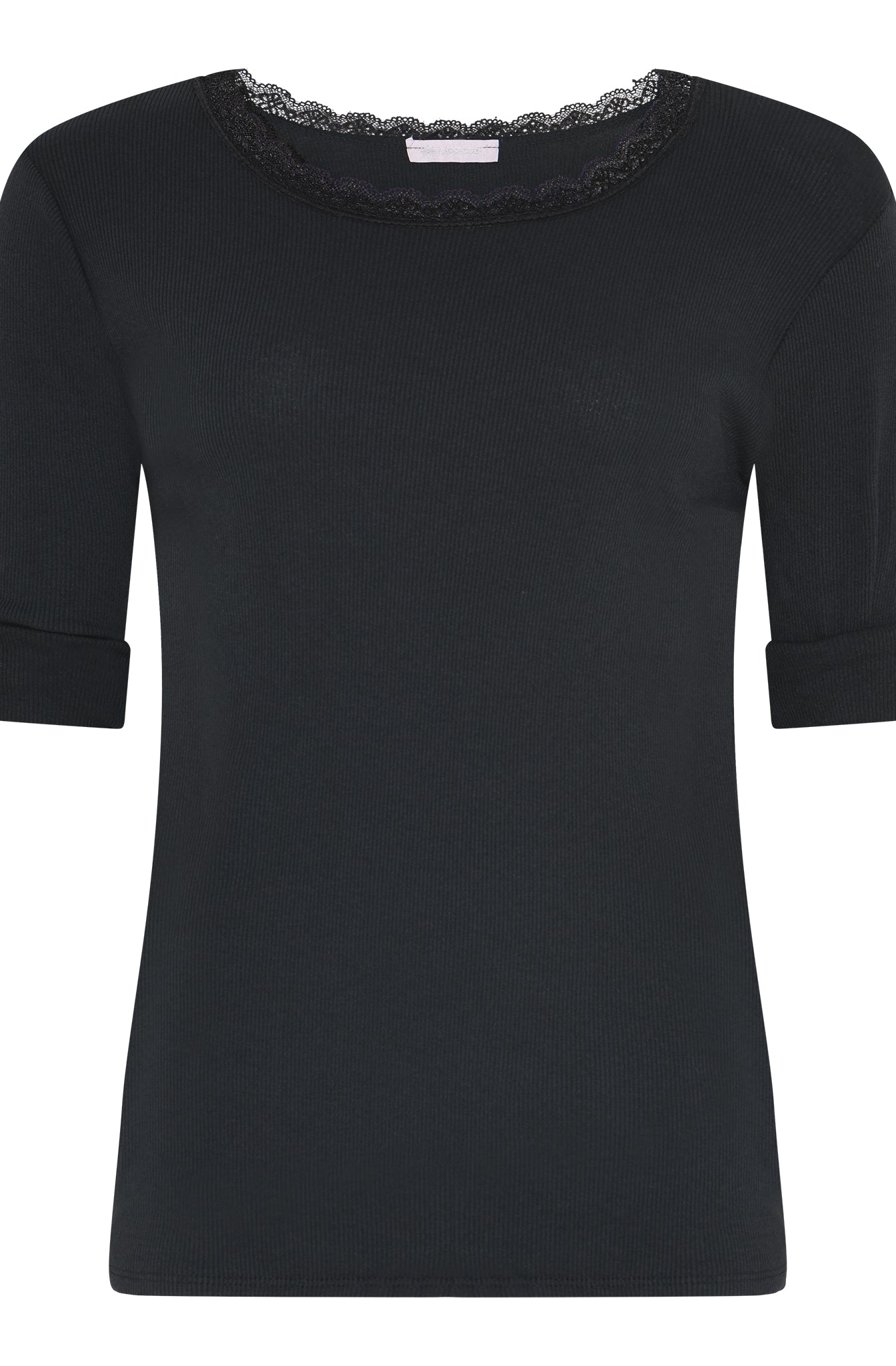 M JEANS LULU RIB LACE BLOUSE L/SL BLOUSE/SHIRT 80 BLACK