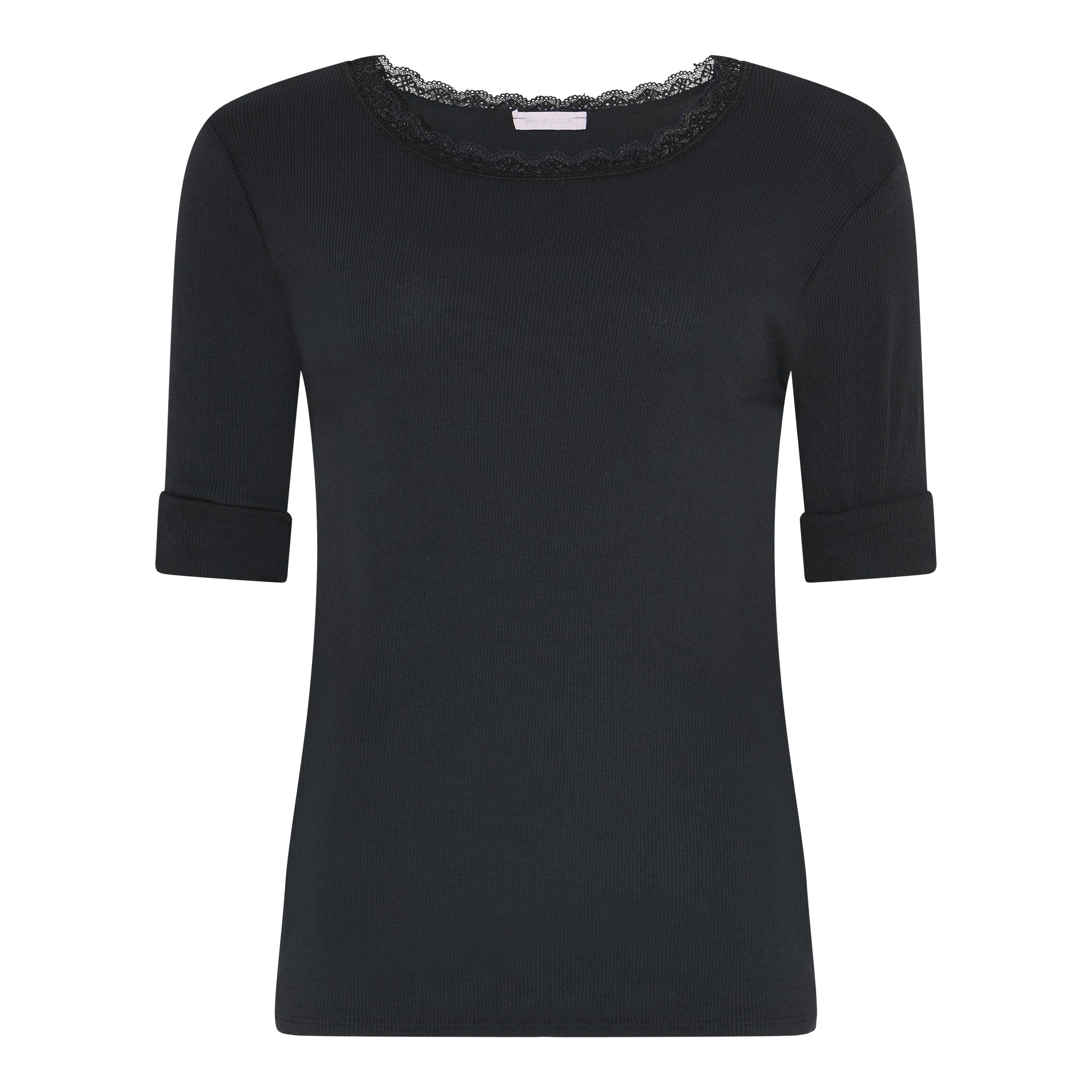 M JEANS LULU RIB LACE BLOUSE L/SL BLOUSE/SHIRT 80 BLACK