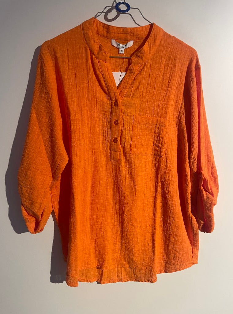 MAPP MAGGIE SLUB SHIRT TOP/T-SHIRT 562 ORANGE