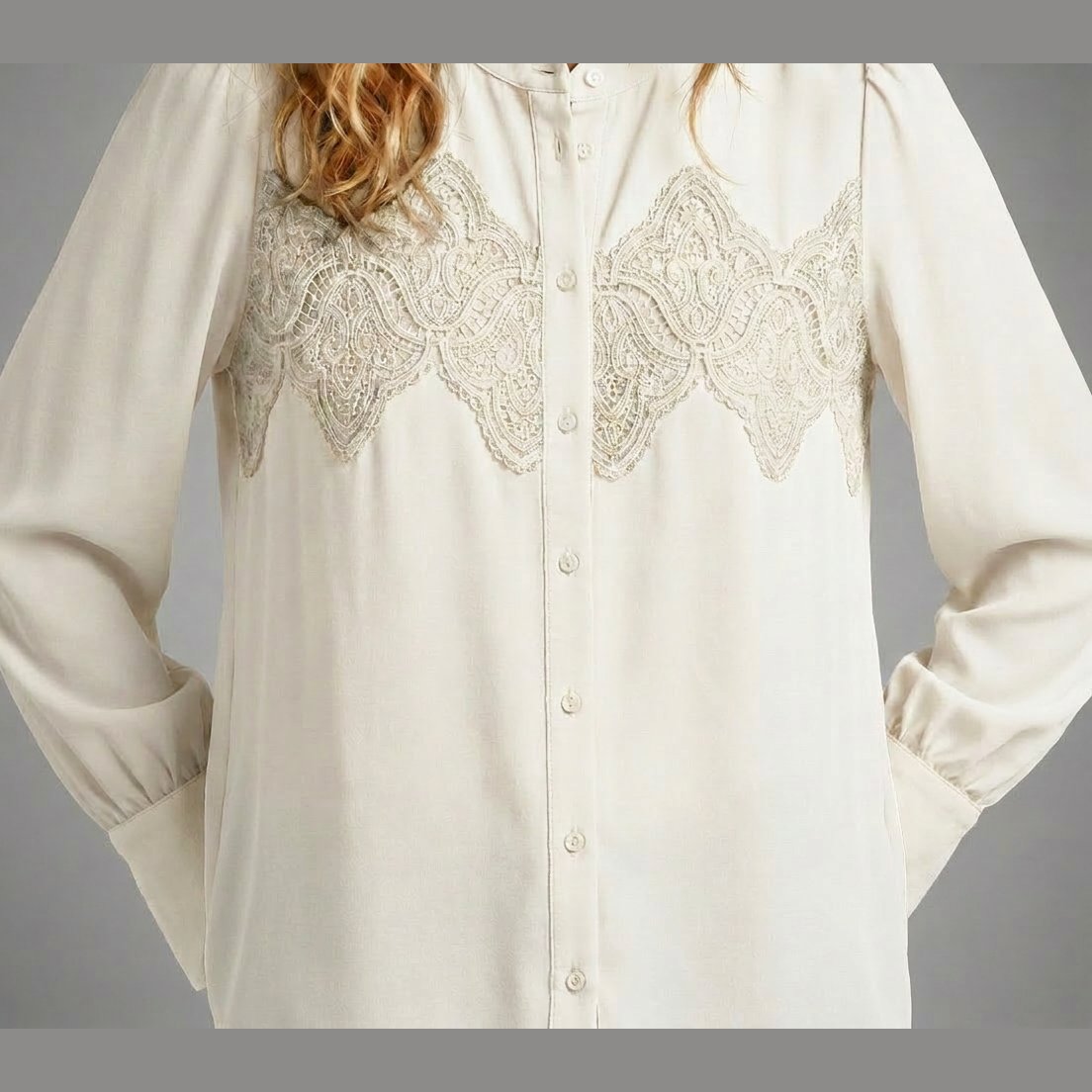 MARC LAUGE MIA LACE SHIRT BLOUSE/SHIRT 20 OFF WHITE