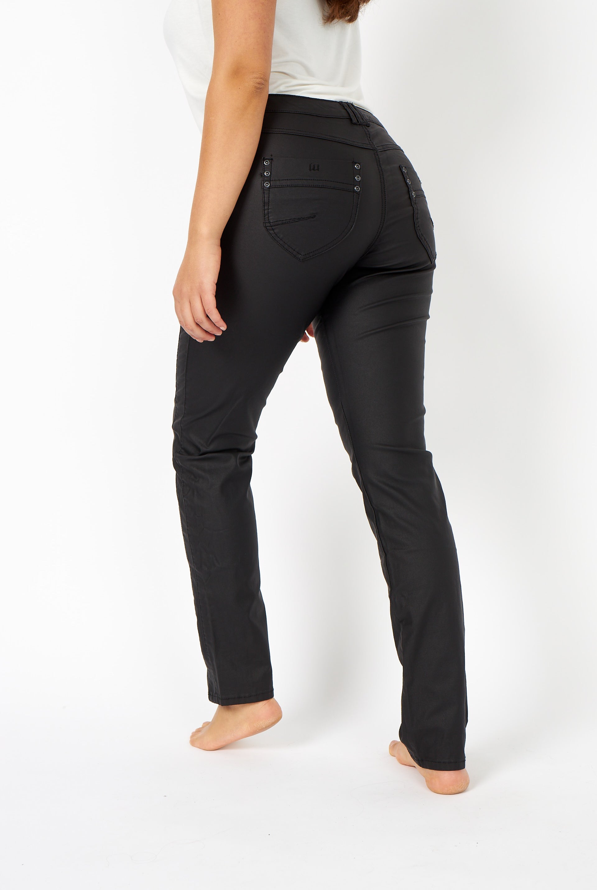 DNYcph Plus Size Mody Coated Jeans COATED 8099 BLACK COATED