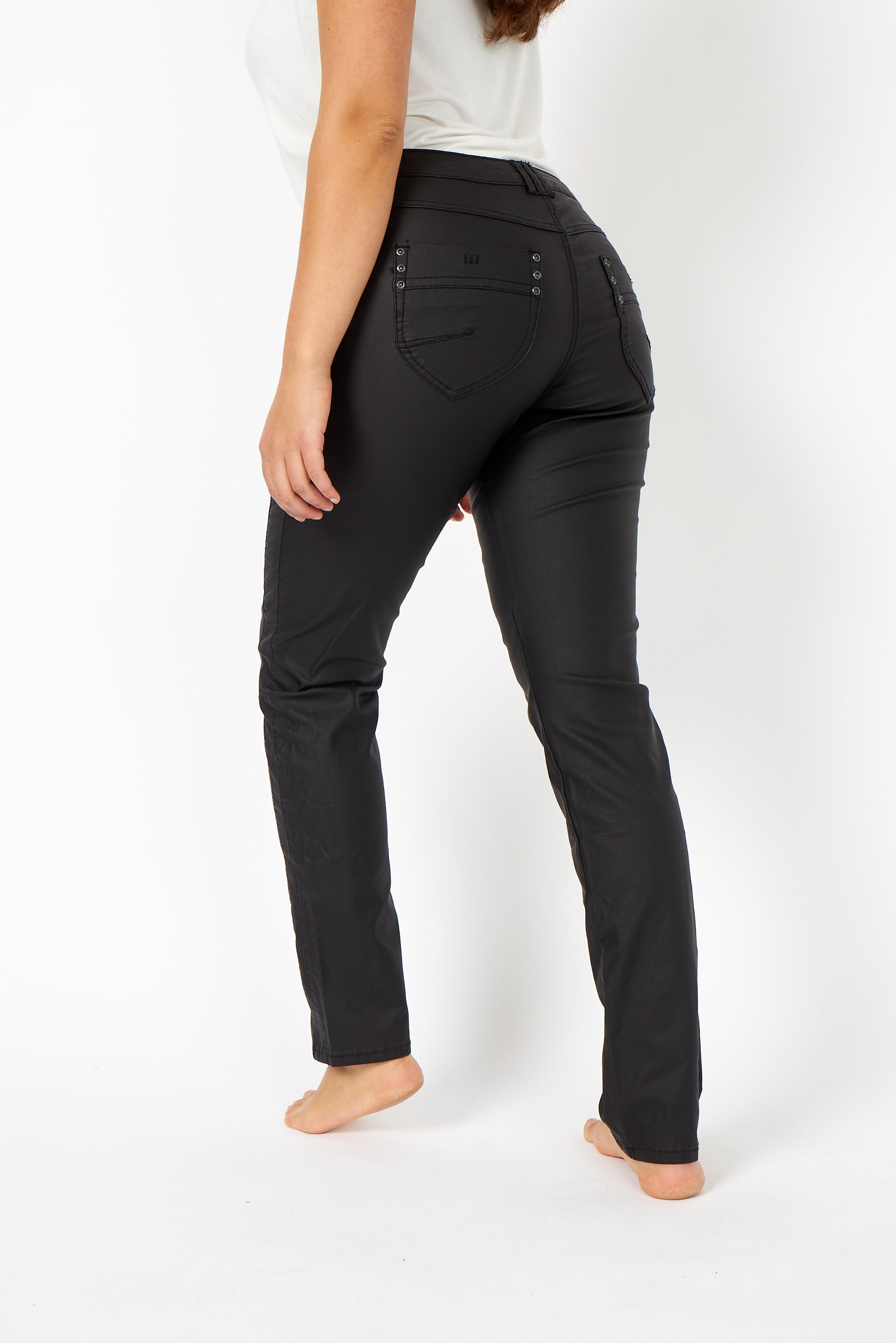 DNYcph Plus Size Mody Coated Jeans COATED 8099 BLACK COATED