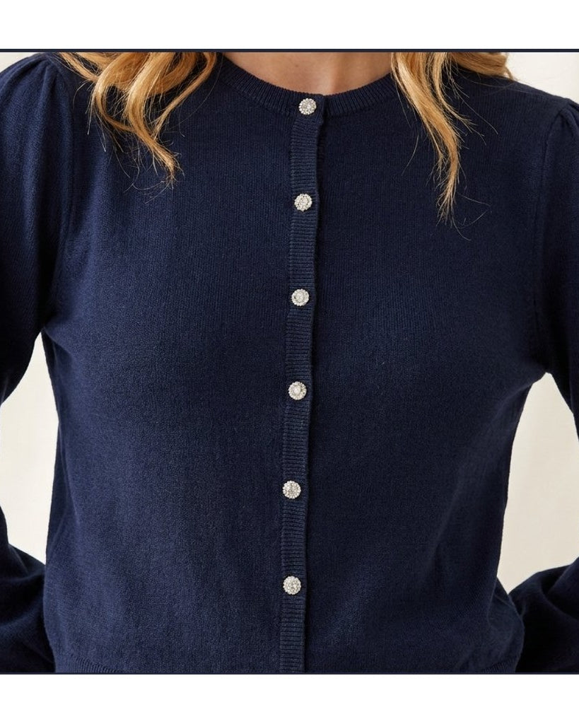 MARC LAUGE MOLLY PUF DIAMOND CARDIGAN KNITWEAR 104 NAVY