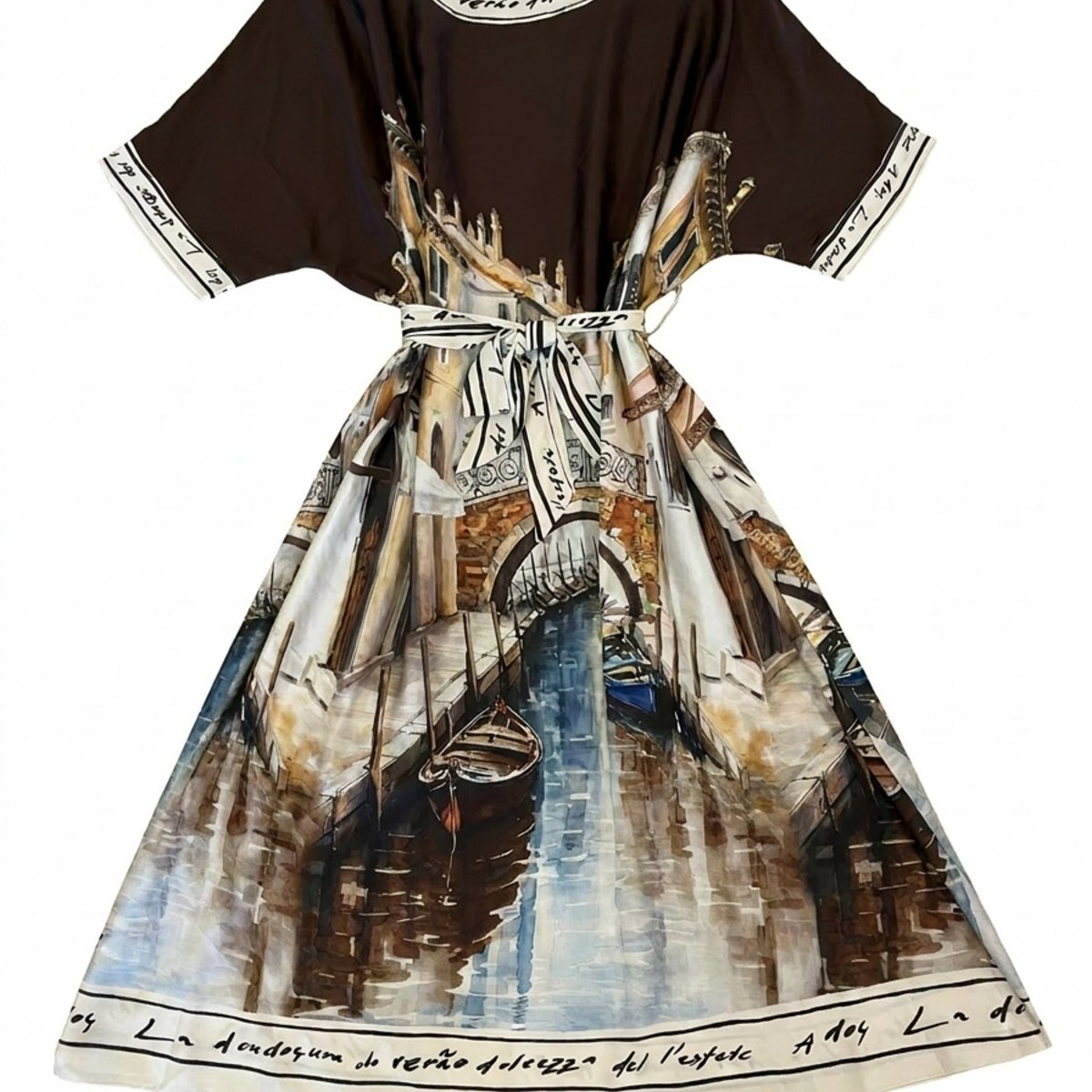 MARC LAUGE MULTI SATIN DRESS DRESS/JUMPSUIT 129 CHOCOLATE