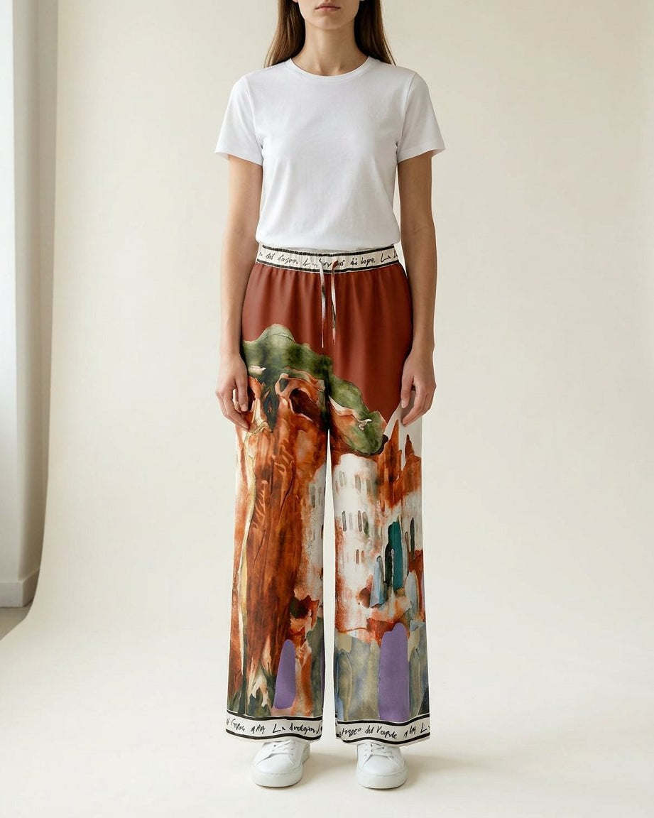 MARC LAUGE MULTI SATIN PANT PANTS 512 BURNT ORANGE