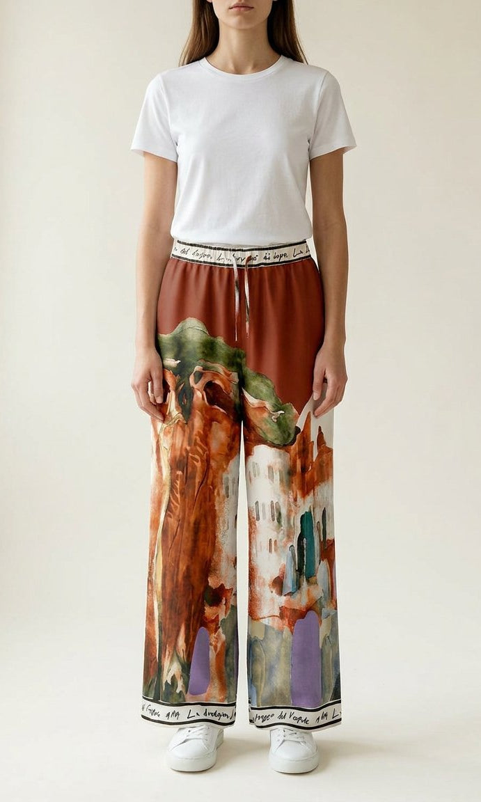MARC LAUGE MULTI SATIN PANT PANTS 512 BURNT ORANGE
