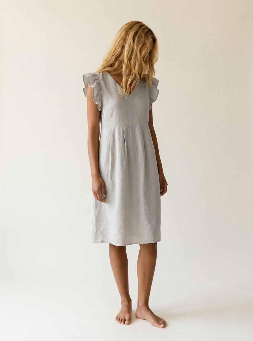 MAPP Malou Linen Dress Sage | MAPP LINEN 27 SAND