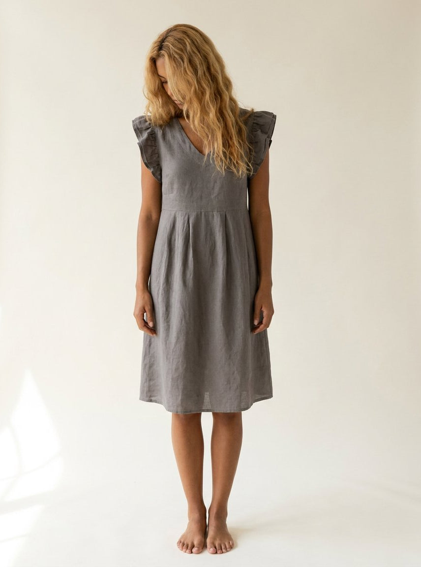 MAPP Malou Linen Dress Sage | MAPP LINEN 136 FANGO
