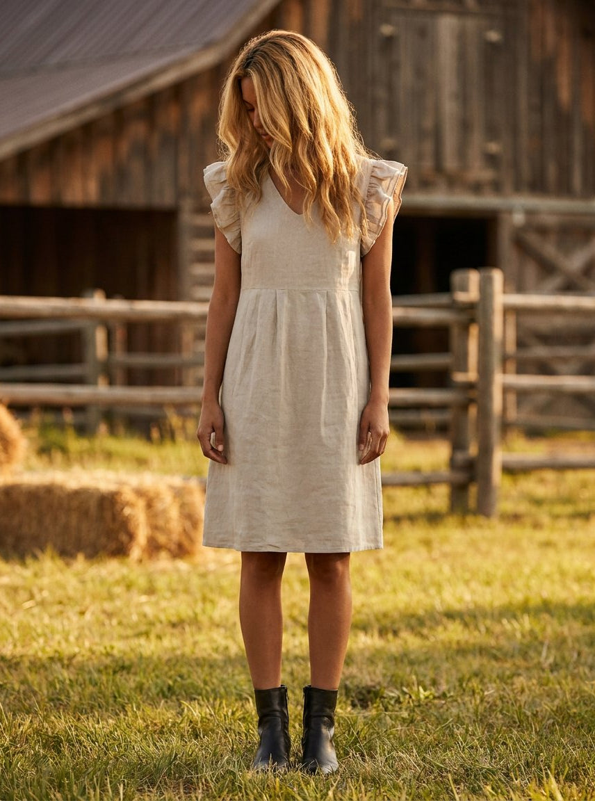 MAPP Malou Linen Dress Sage | MAPP LINEN 27 SAND