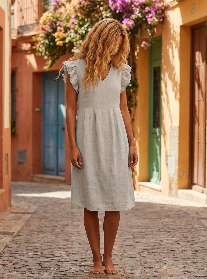 MAPP Malou Linen Dress Sage | MAPP LINEN 27 SAND