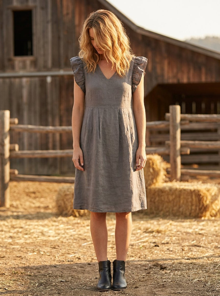 MAPP Malou Linen Dress Sage | MAPP LINEN 136 FANGO