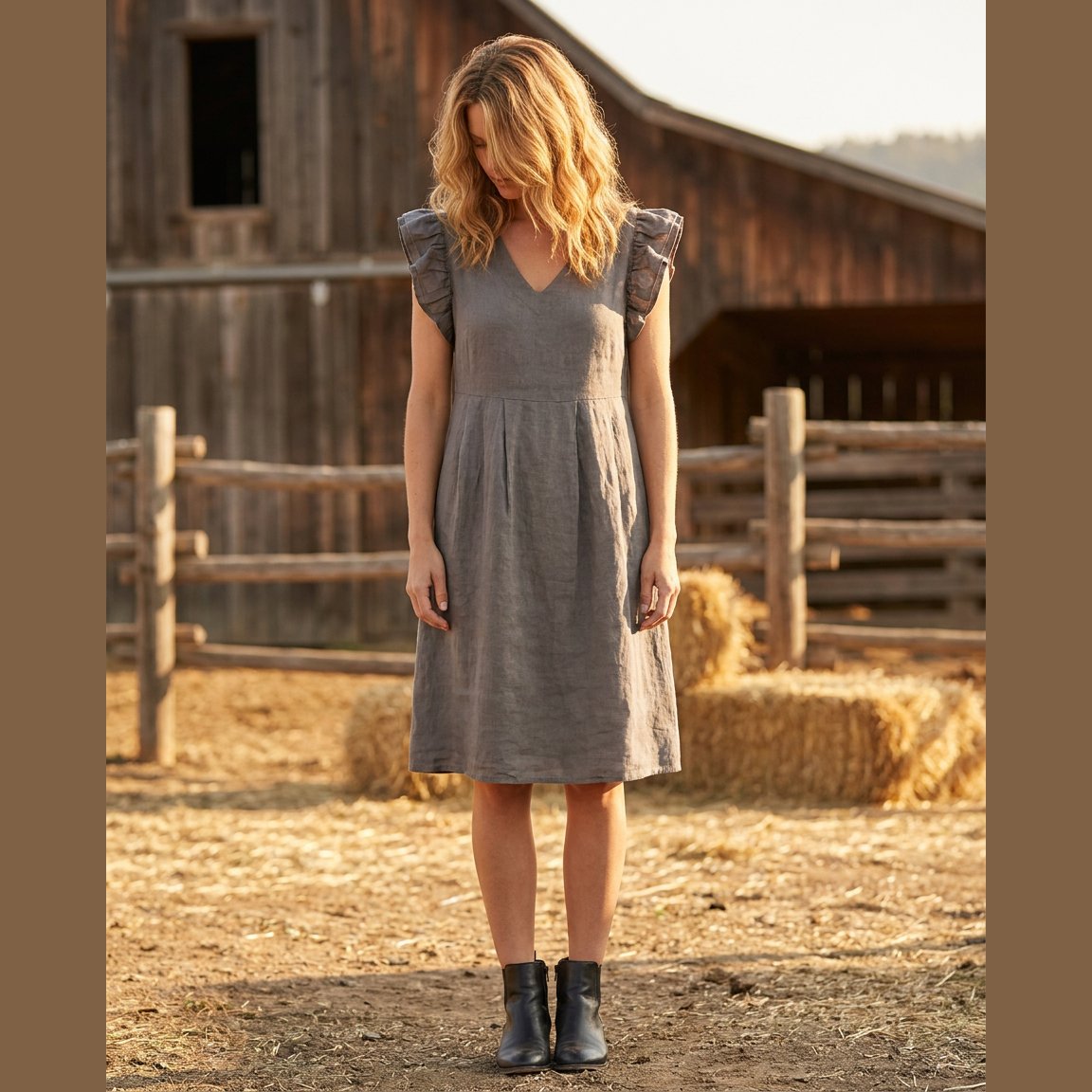 MAPP Malou Linen Dress Sage | MAPP LINEN 136 FANGO