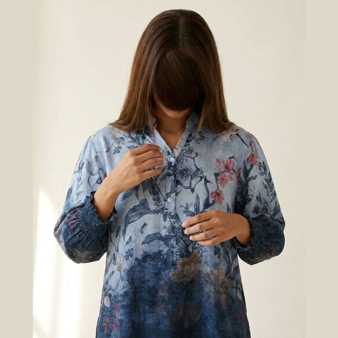 MOONDUST Moondust Bella Blouse | Floral Blouse BLOUSE/SHIRT 108 JEANS BLUE