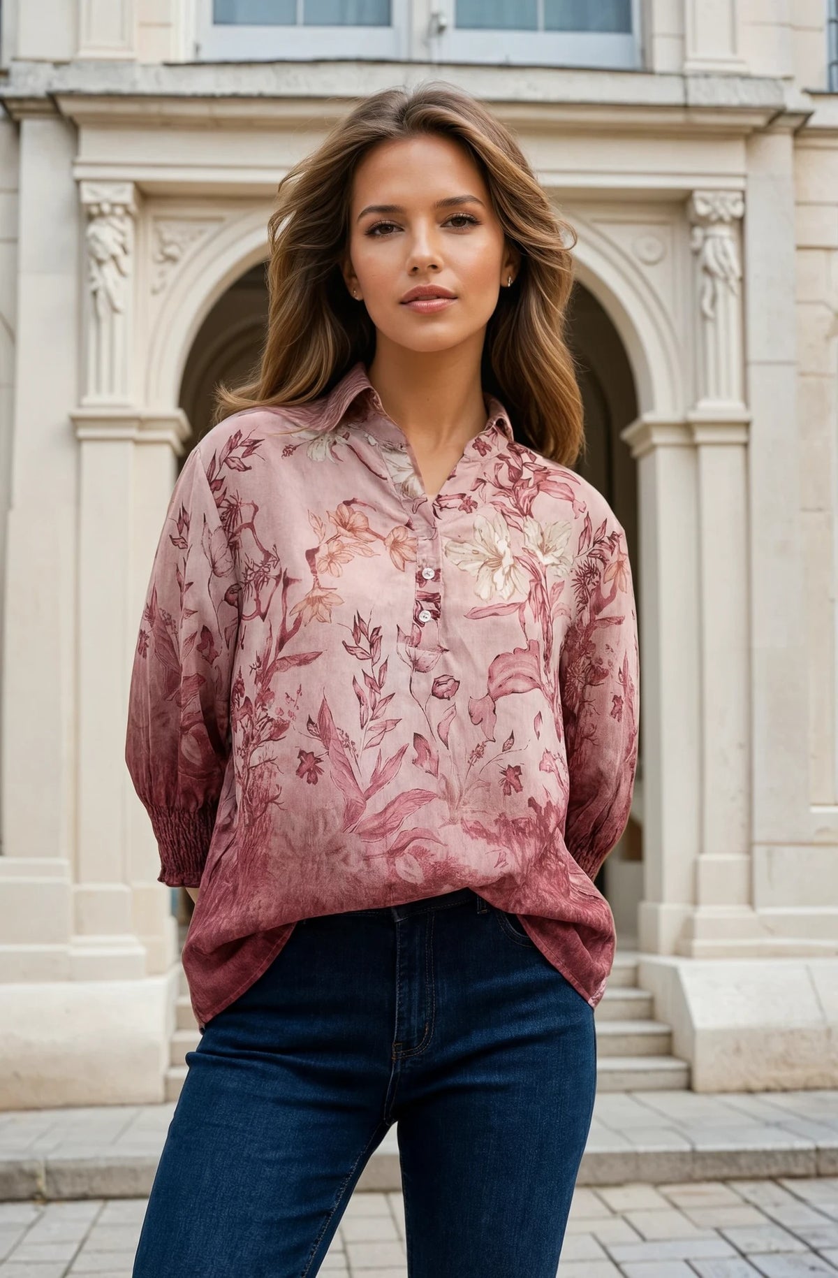 MOONDUST Moondust Bella Blouse | Floral Blouse BLOUSE/SHIRT 303 ROSE