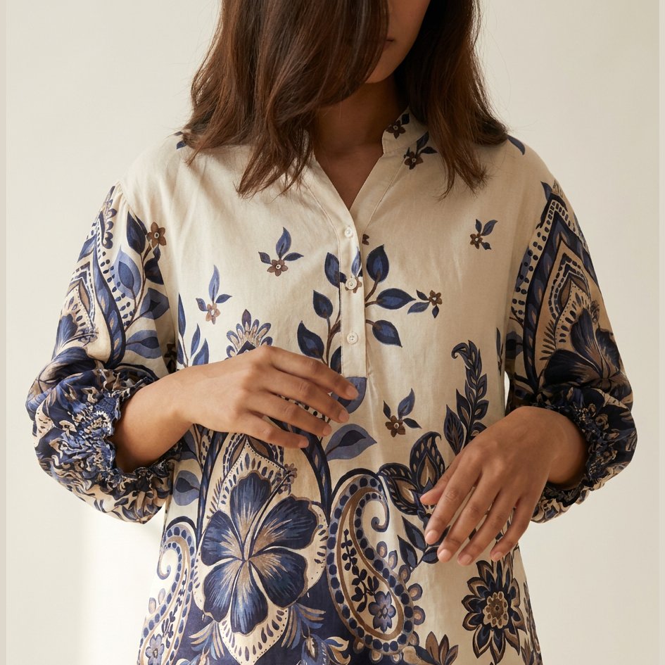 MOONDUST Moondust Bella Blouse | Floral Blouse BLOUSE/SHIRT 104 NAVY