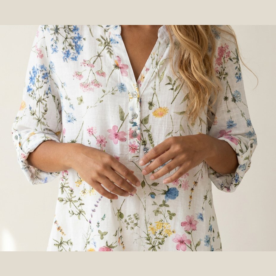 MOONDUST Moondust Big Flower Gage Blouse | Floral Blouse BLOUSE/SHIRT 10 WHITE