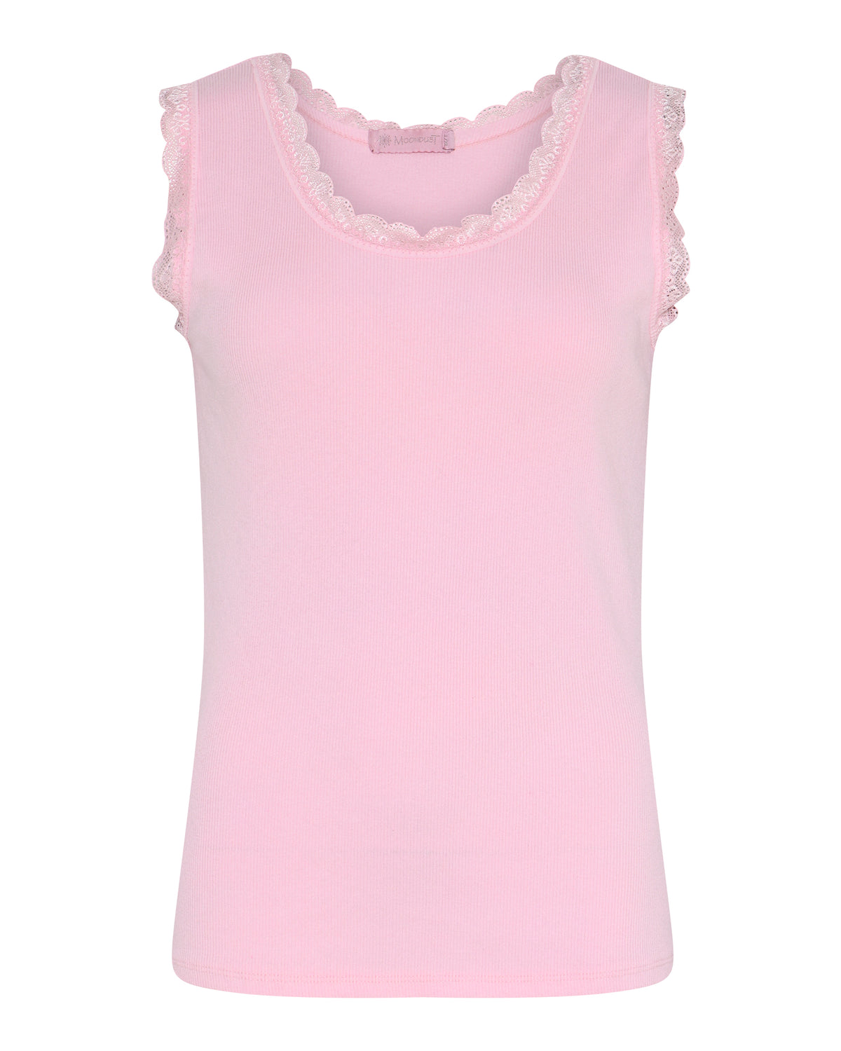 MOONDUST Moondust Lace Rib Top | Ribbed Tank Top with Lace TOP/T-SHIRT 303 ROSE