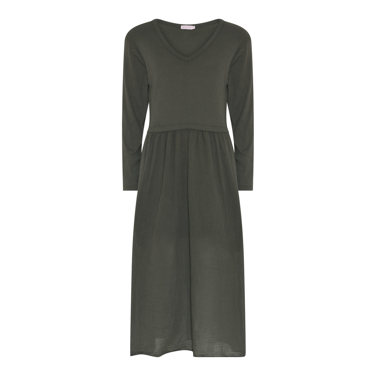 MOONDUST Moondust RIB S/SL Dress | Ribbed Dress DRESS/JUMPSUIT 267 MOSS GREEN