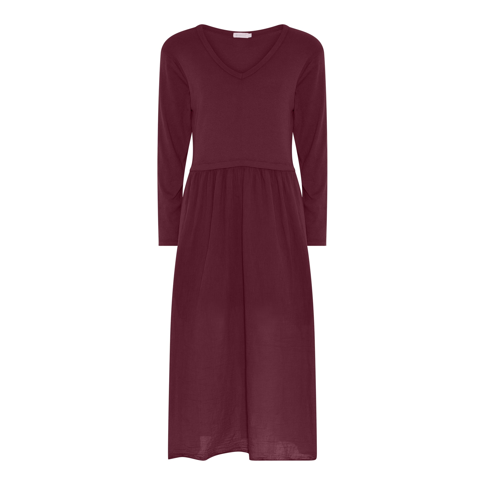 MOONDUST Moondust RIB S/SL Dress | Ribbed Dress DRESS/JUMPSUIT 400 BORDEAUX