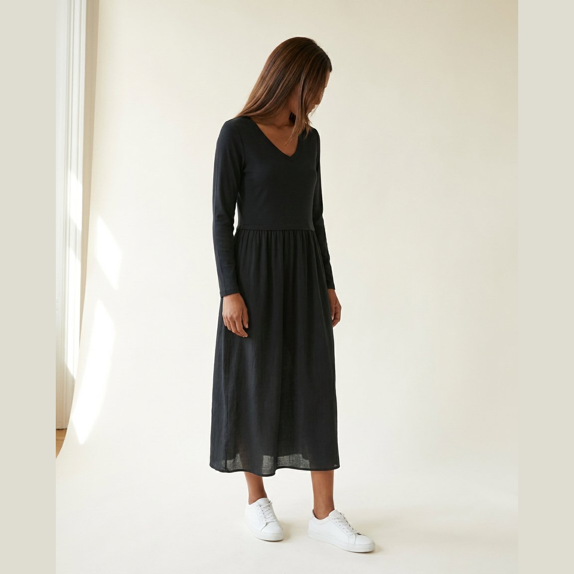 MOONDUST Moondust RIB S/SL Dress | Ribbed Dress DRESS/JUMPSUIT 80 BLACK