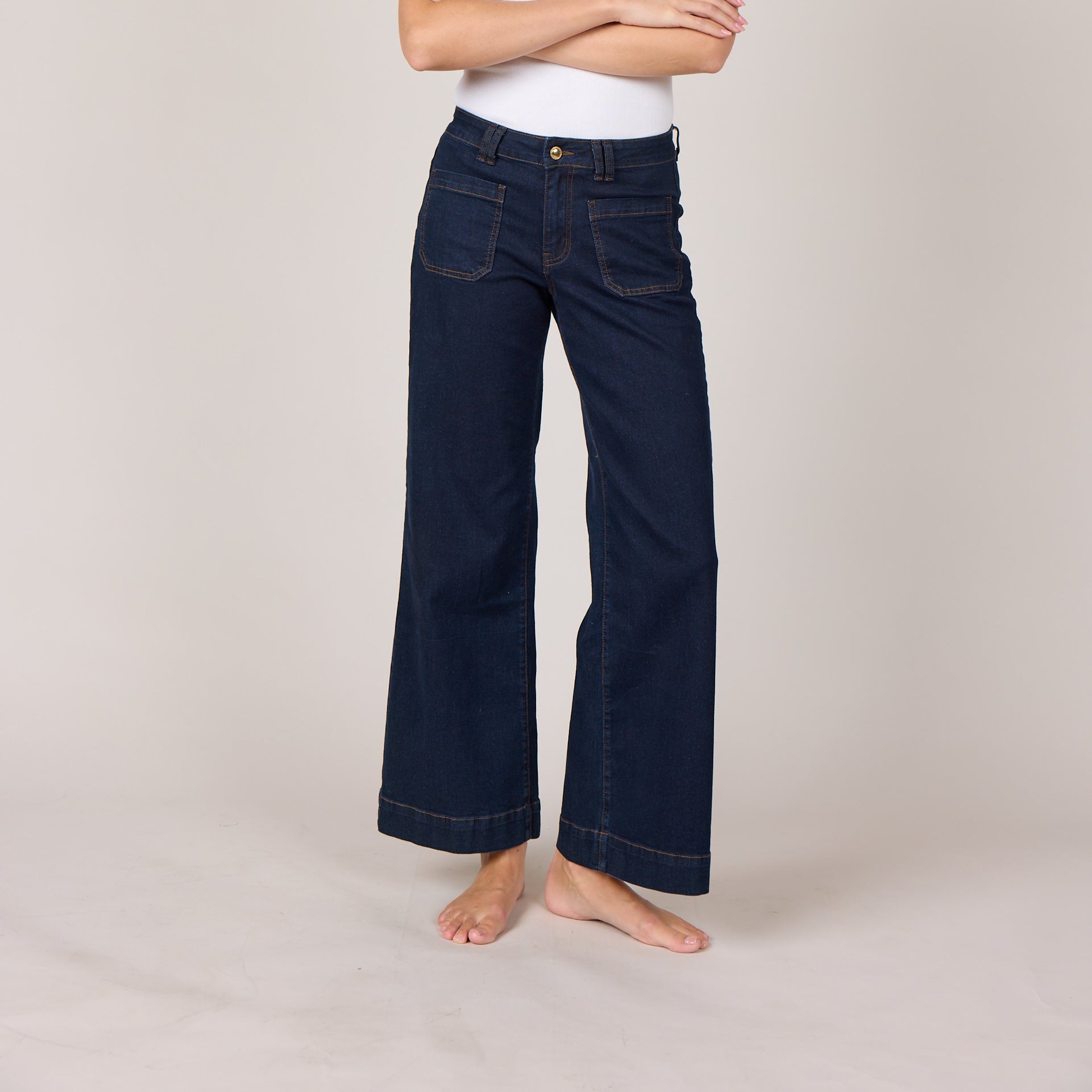M JEANS New Tutti Wide Denim Jeans DENIM/TWILL 98 DARK BLUE