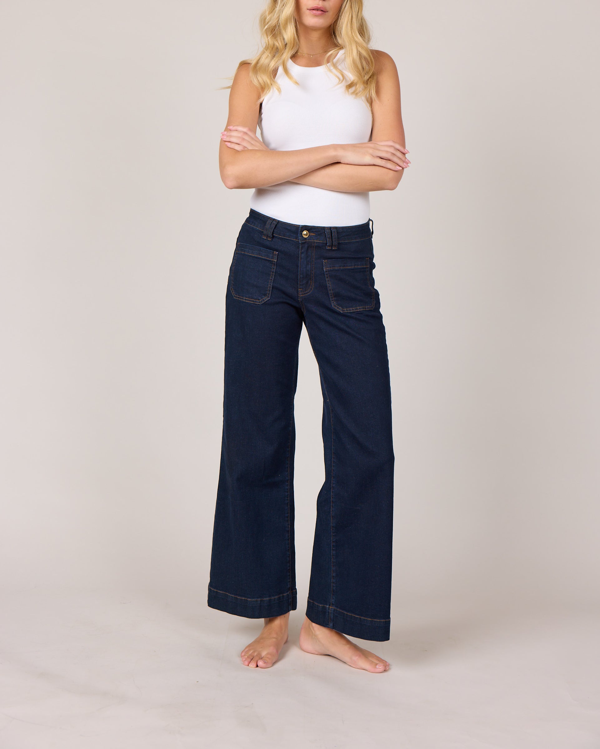 M JEANS New Tutti Wide Denim Jeans DENIM/TWILL 98 DARK BLUE